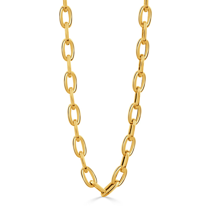 18K Flat Oval Link 18" Chain