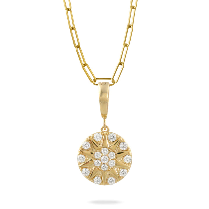 18K Yellow Gold Diamond Medallion Pendant
