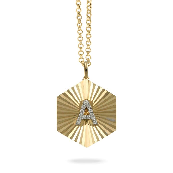 18k Yellow Gold Diamond "A" Pendant