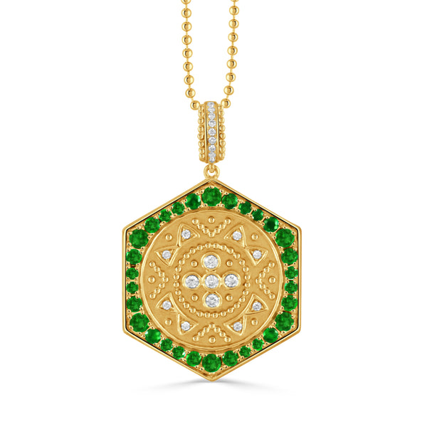 18K Yellow Gold Diamond Pendant with Tsavorite