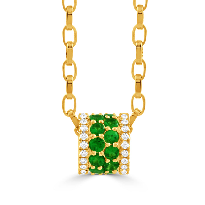 18K Gold Diamond Pendant with Tsavorite