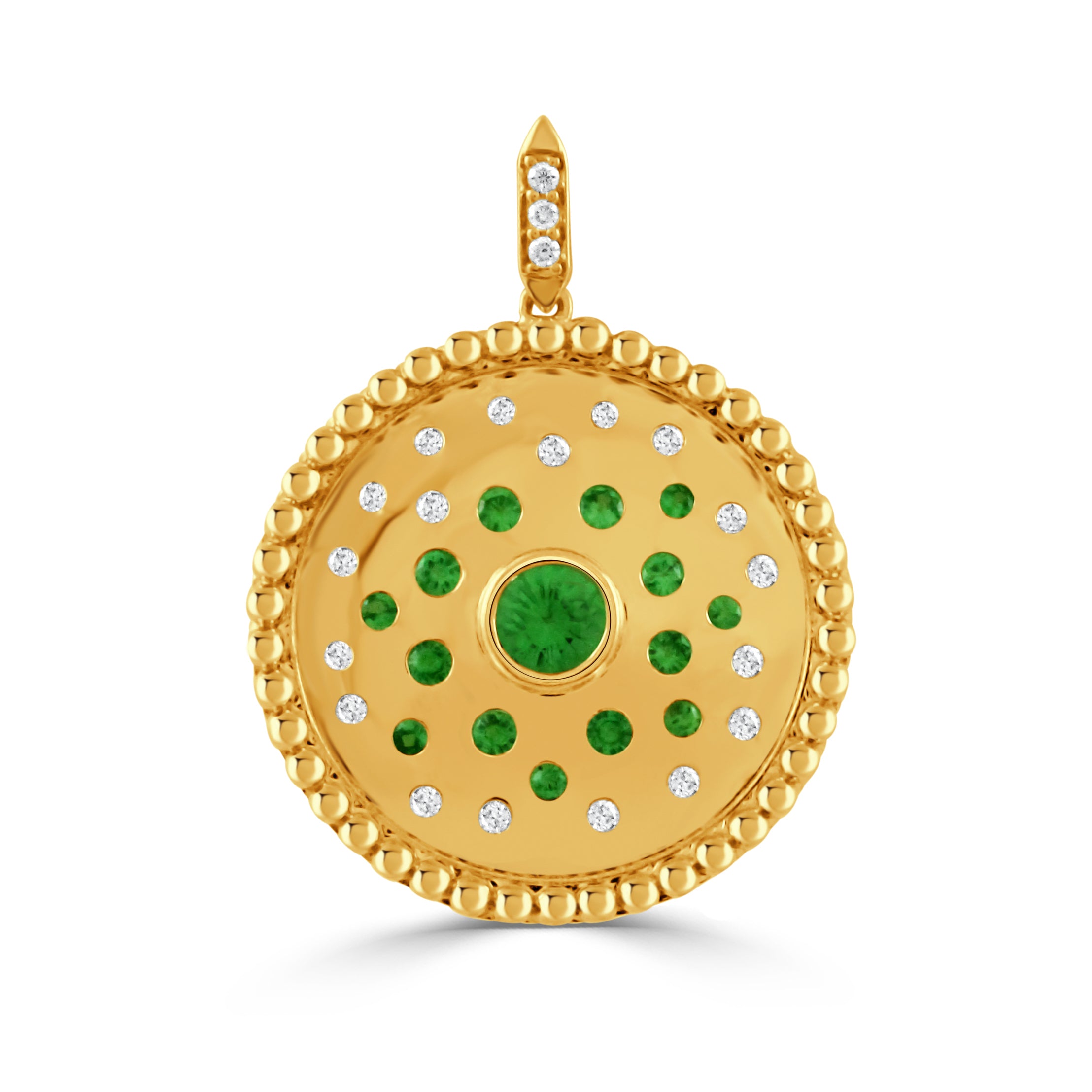 18K Yellow Gold Diamond Pendant with Tsavorite