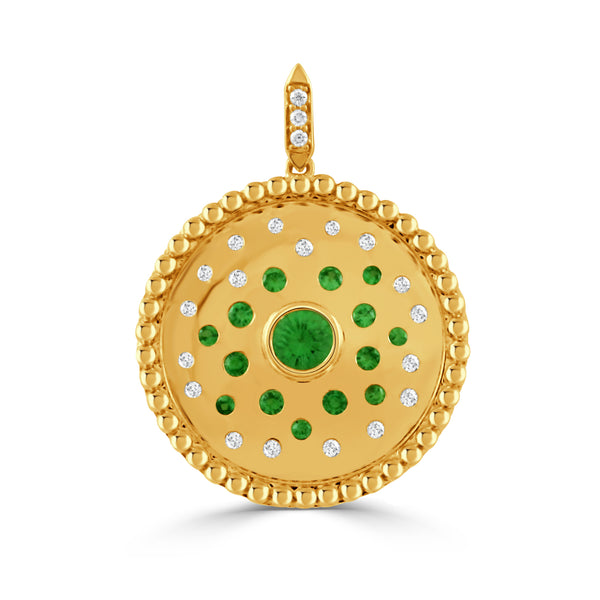 18K Yellow Gold Diamond Pendant with Tsavorite