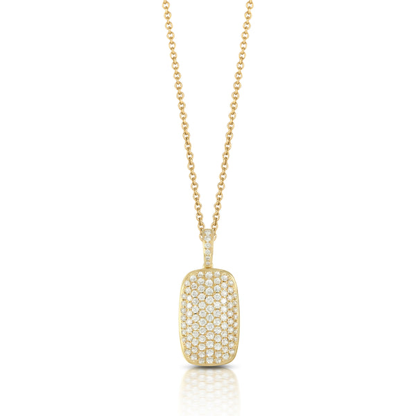 18K Yellow Gold Diamond Oval Pendant