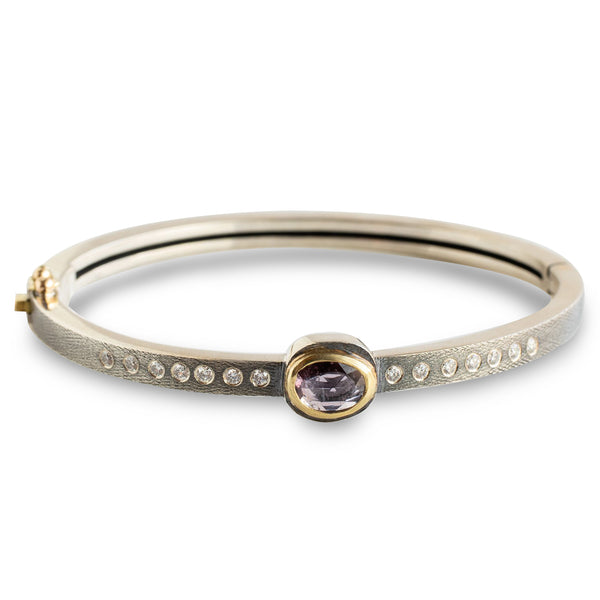 Pink Sapphire and Diamond Bangle Bracelet