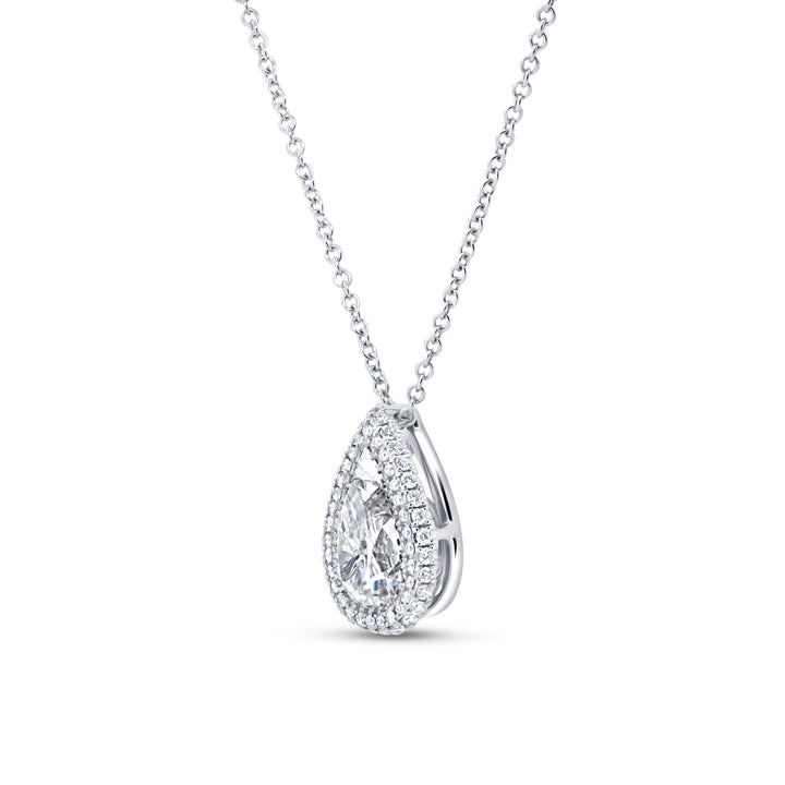 Halo Pear Shaped Diamond Brooch Pendant