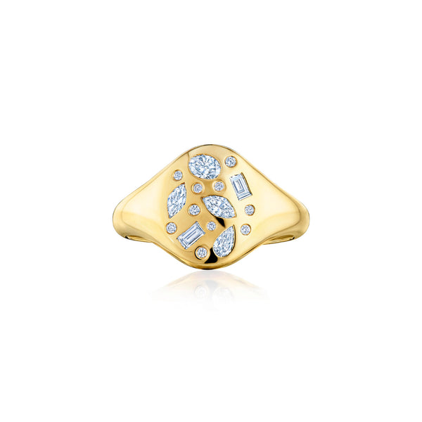 Small Signet Ring with Diamonds