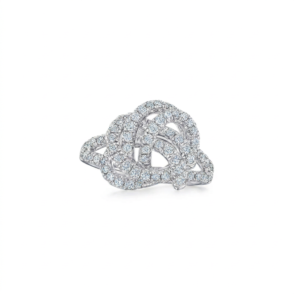open diamond knot ring