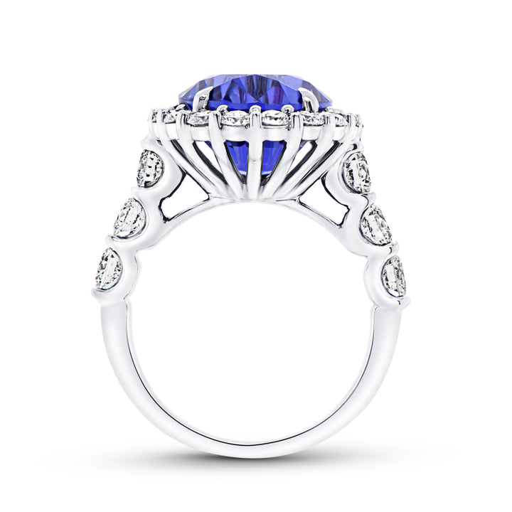 Halo Oval Shaped Tanzanite Ring