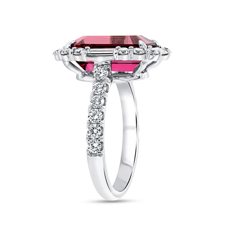 Emerald Cut Rubellite Ring