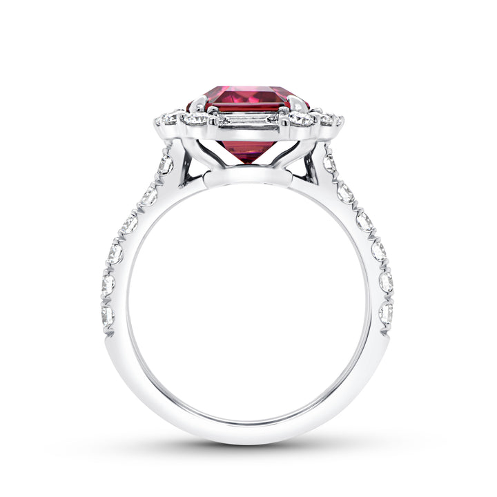 Emerald Cut Rubellite Ring