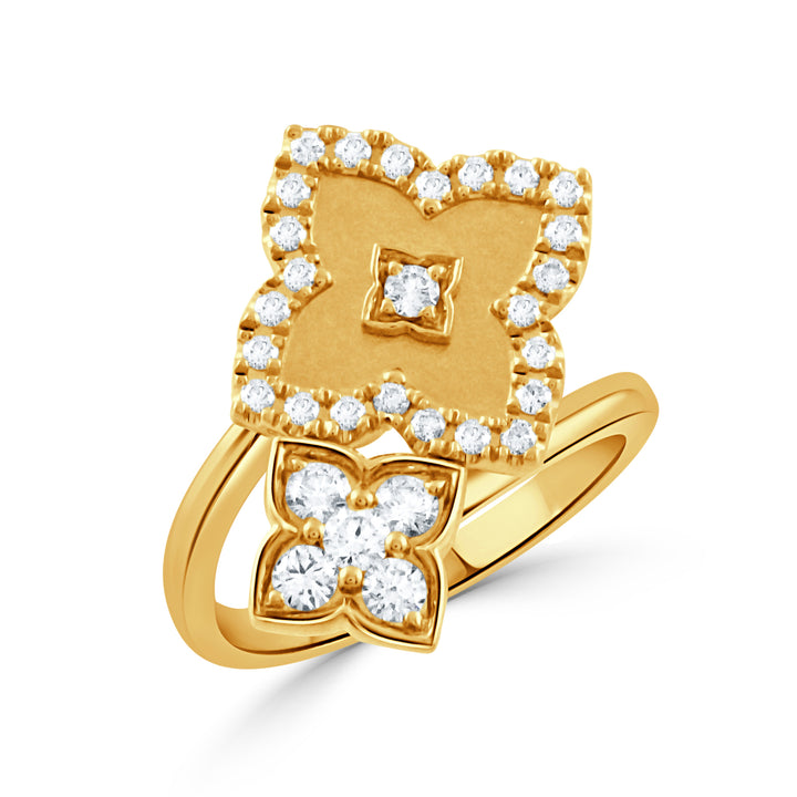 18K Yellow Gold Diamond Ring with Satin Center Finish