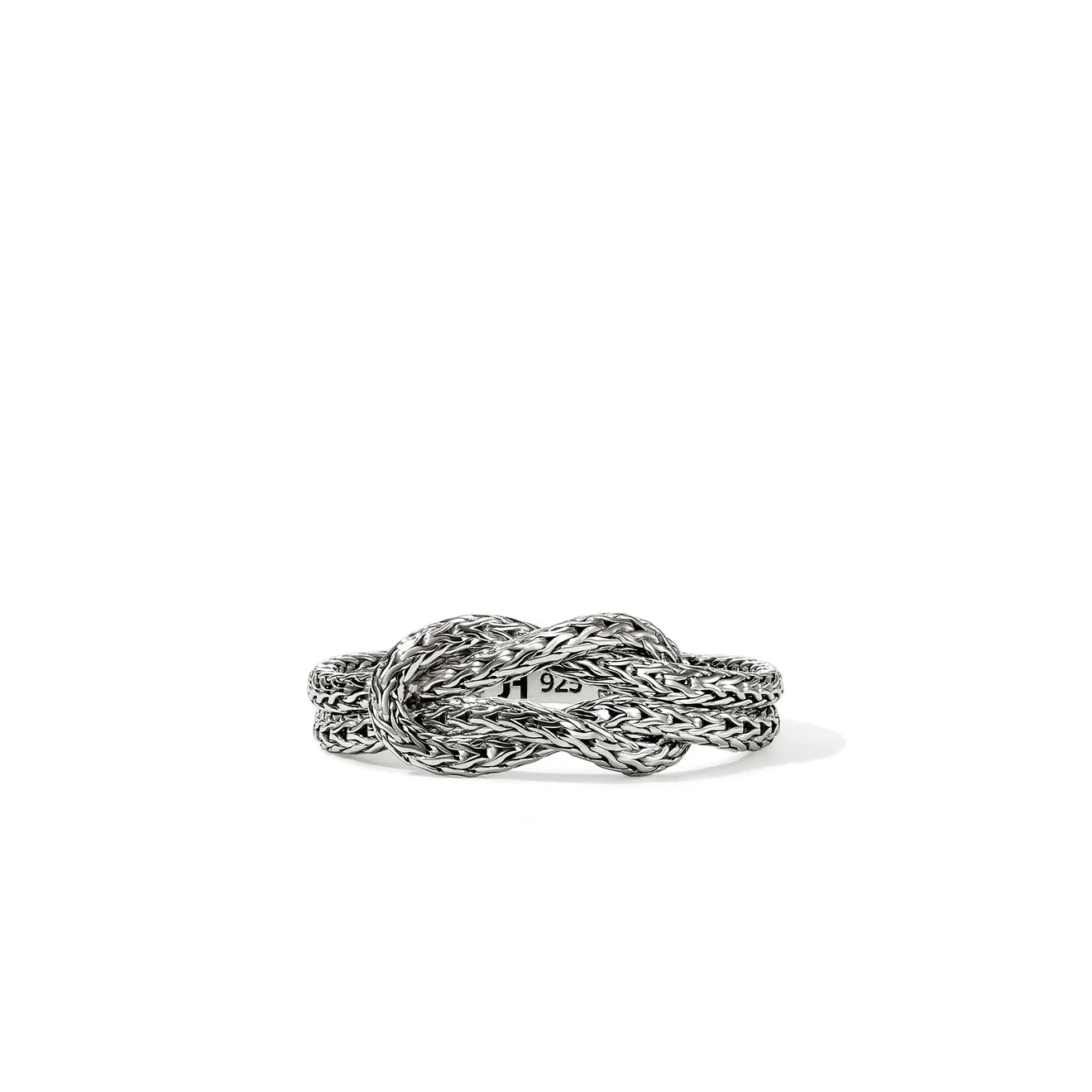 silver rope ring on a white background