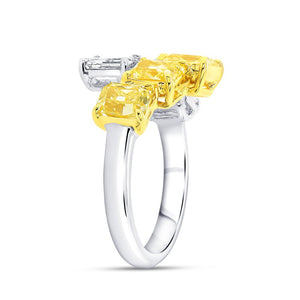 3.90ctw White and Yellow Diamond Bypass Ring