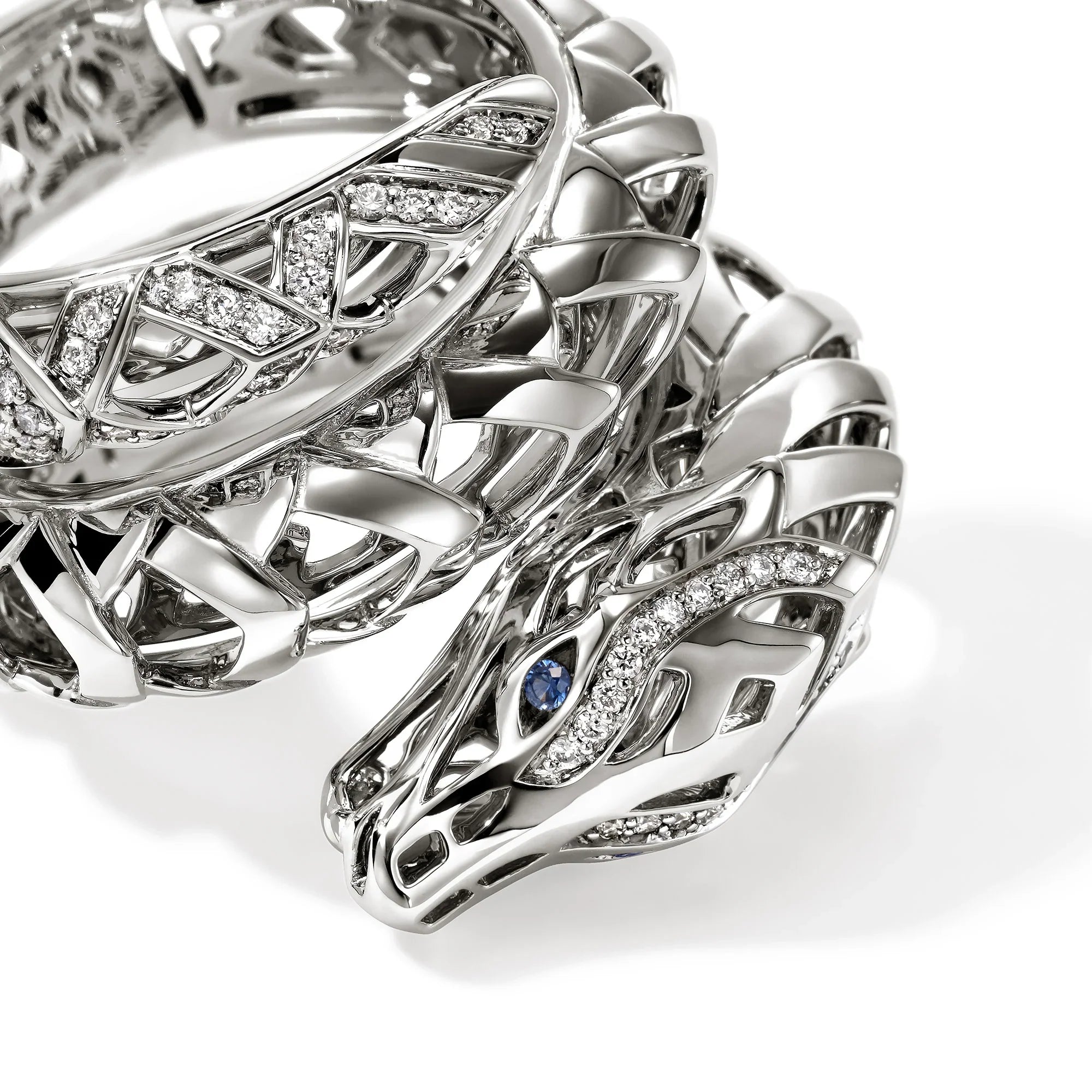 Sterling Silver Blue Sapphire Naga Ring