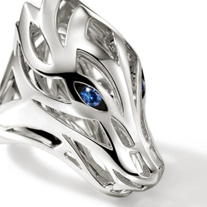 Sterling Silver Blue Sapphire Naga Saddle Ring
