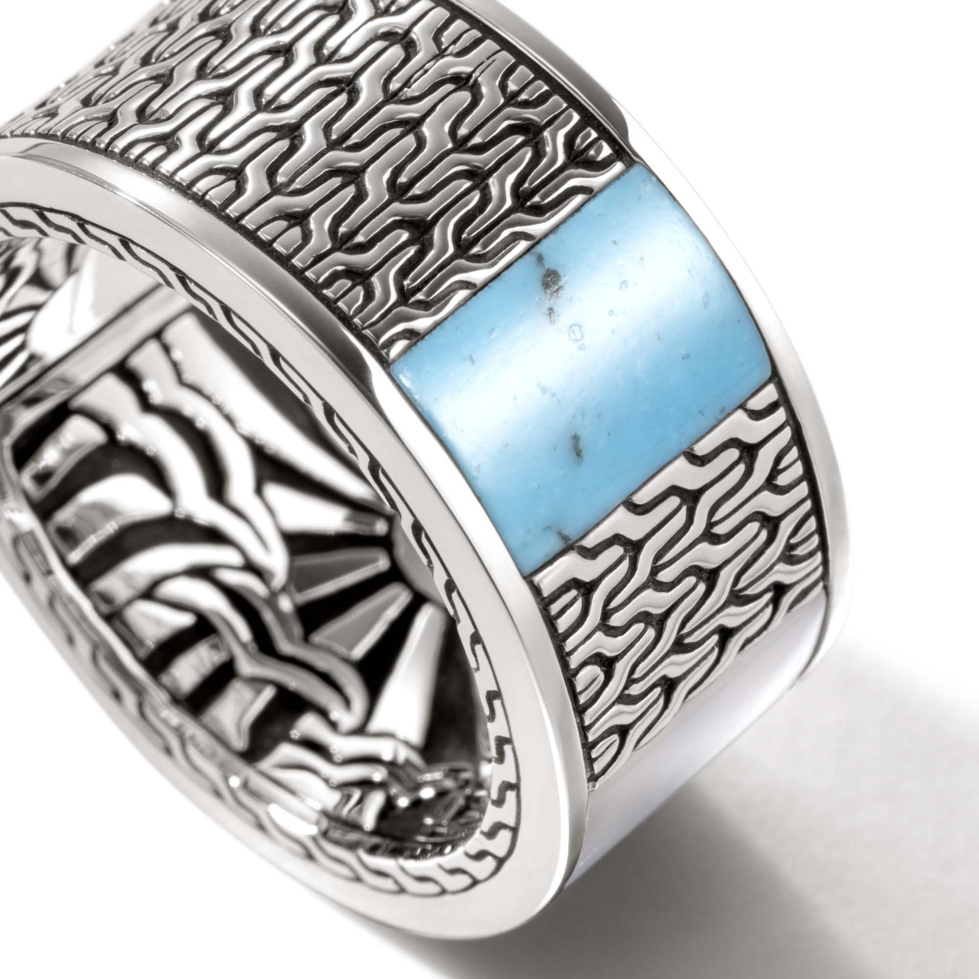 Carved Chain Inlay Band Ring