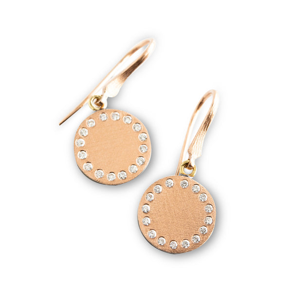 Rose Gold Diamond Disc Earrings