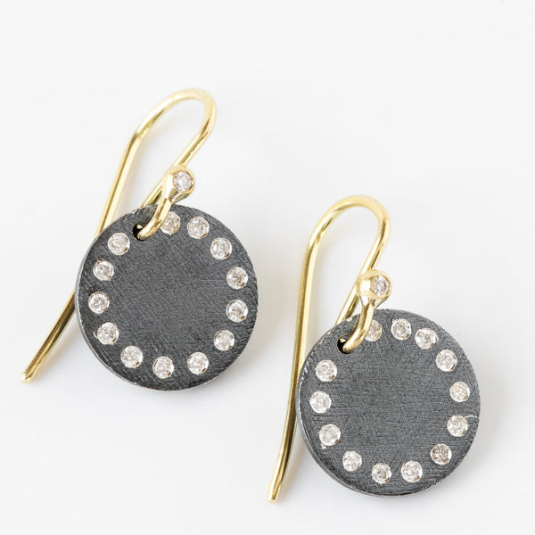 Sterling Silver Diamond Disc Earrings