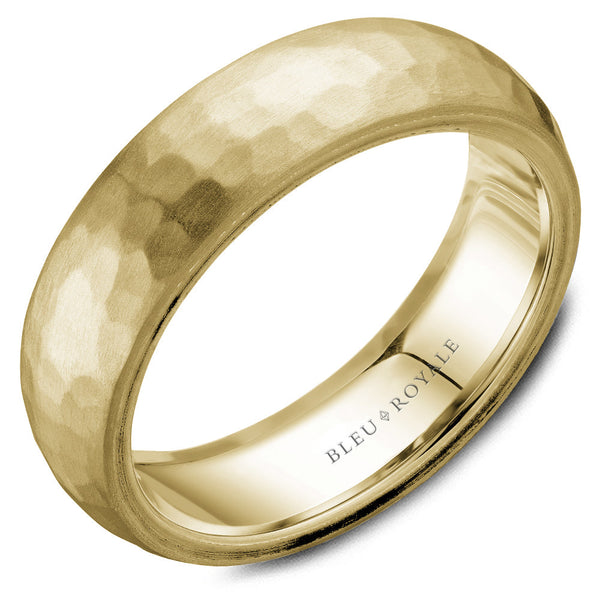 14K Yellow Gold Hammered Band