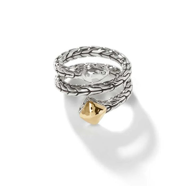 Classic Chain Hammered Wrap Ring