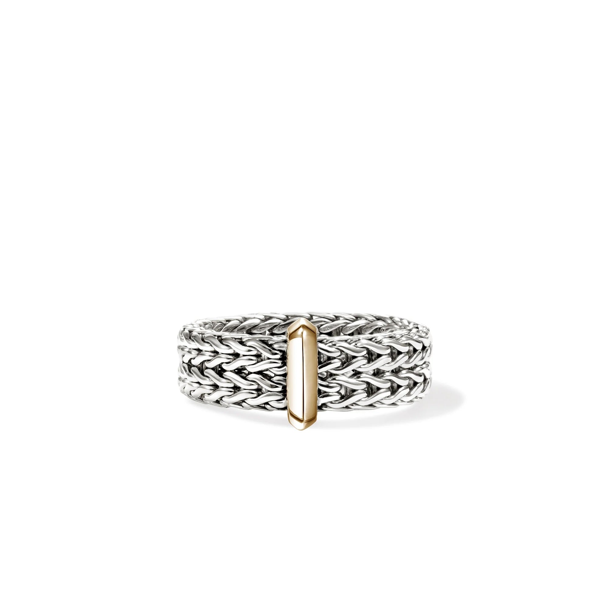 Sterling Silver and 14K yellow gold Icon Link Bar Ring