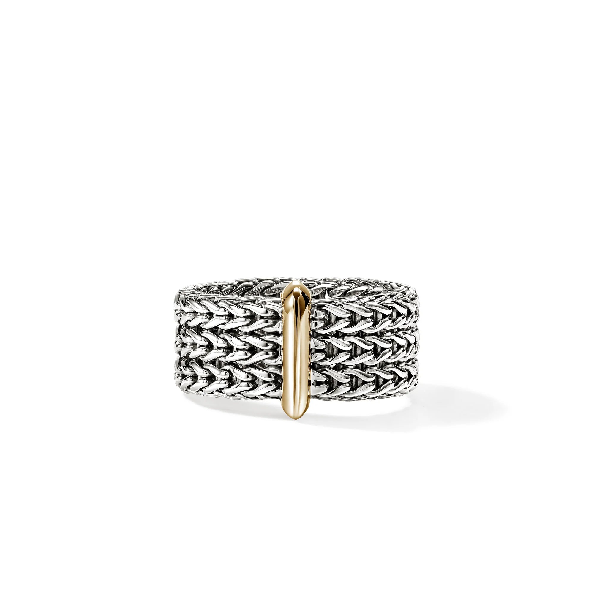 Sterling Silver and 14K yellow gold Icon Link Bar Ring