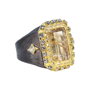 Rectangle Quartz Signet Ring
