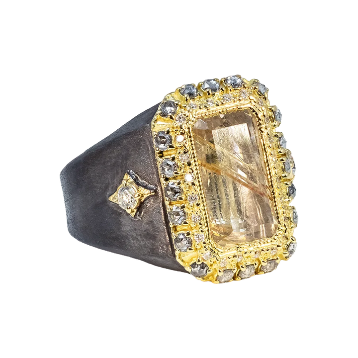 Rectangle Quartz Signet Ring