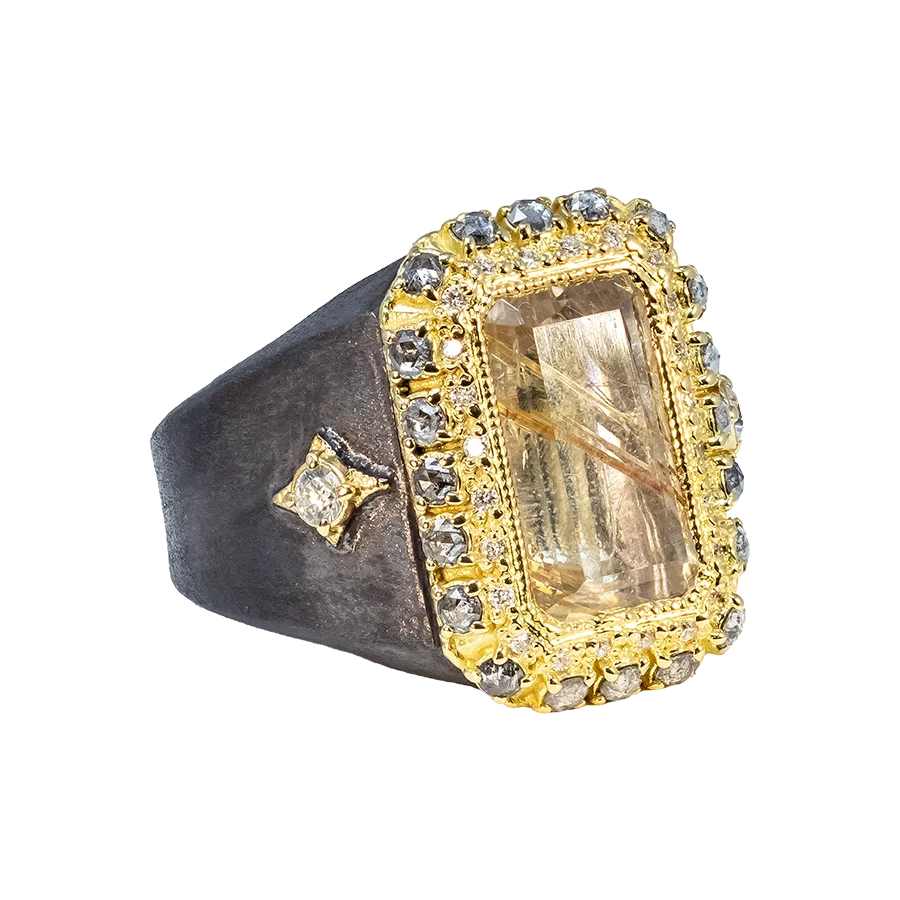Rectangle Quartz Signet Ring