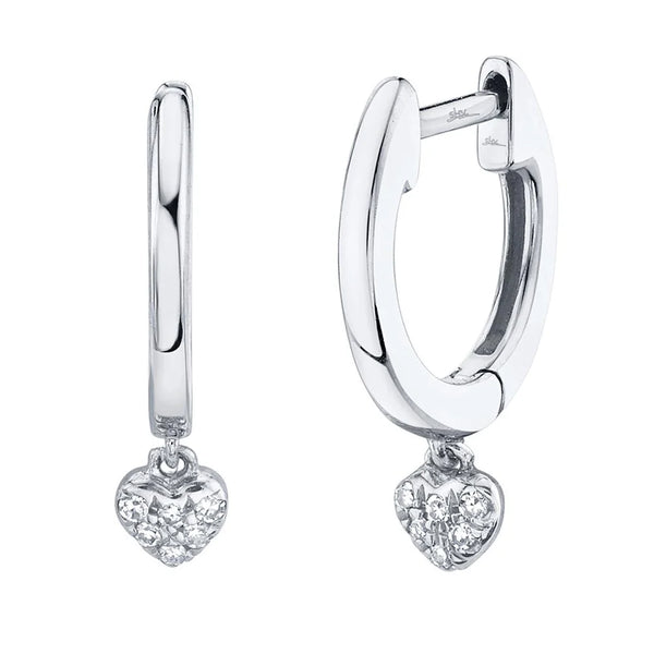 0.04ctw Diamond Pave Heart Huggie Earring