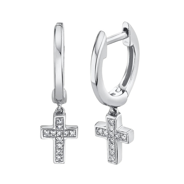 0.04ctw Diamond Cross Huggie Earring