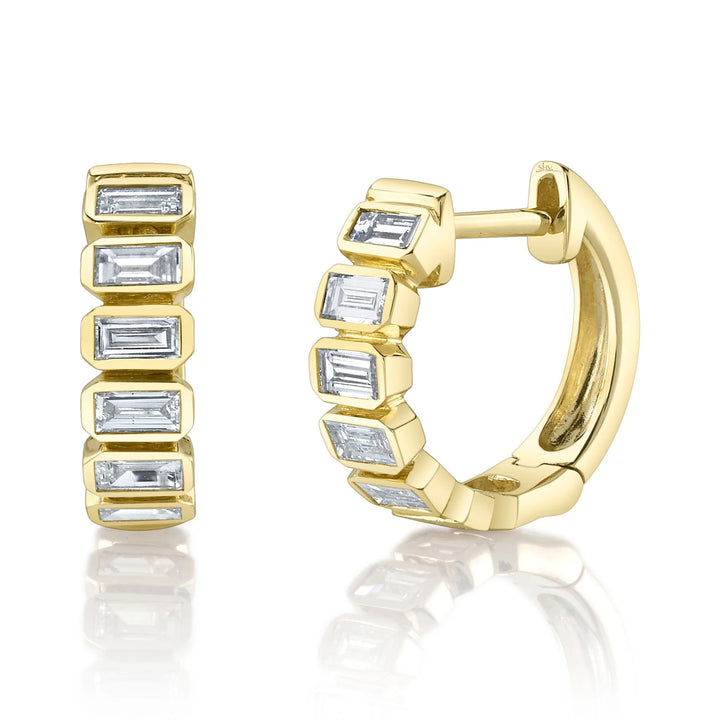 0.59ctw Diamond Baguette Huggie Earring