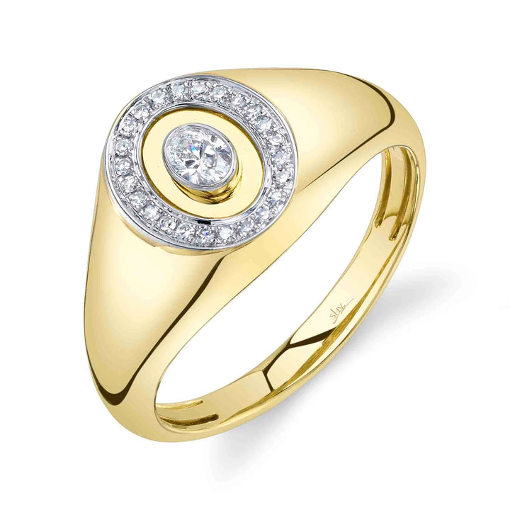 0.17ctw Diamond Oval Bezel Signet Ring