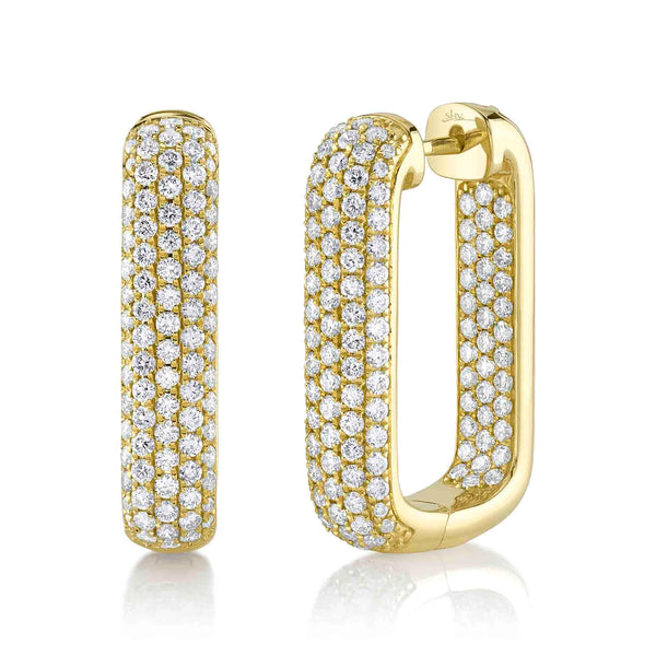 2.11CT Diamond Pave Rectangle Hoop Earring