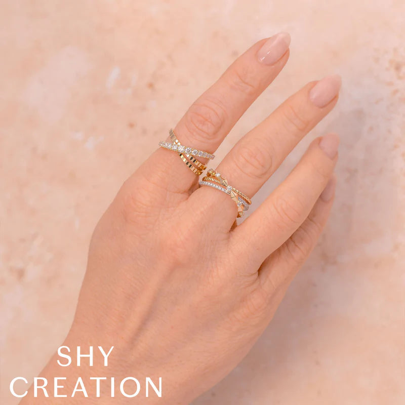 0.53ctw Diamond Ribbed Bridge Ring