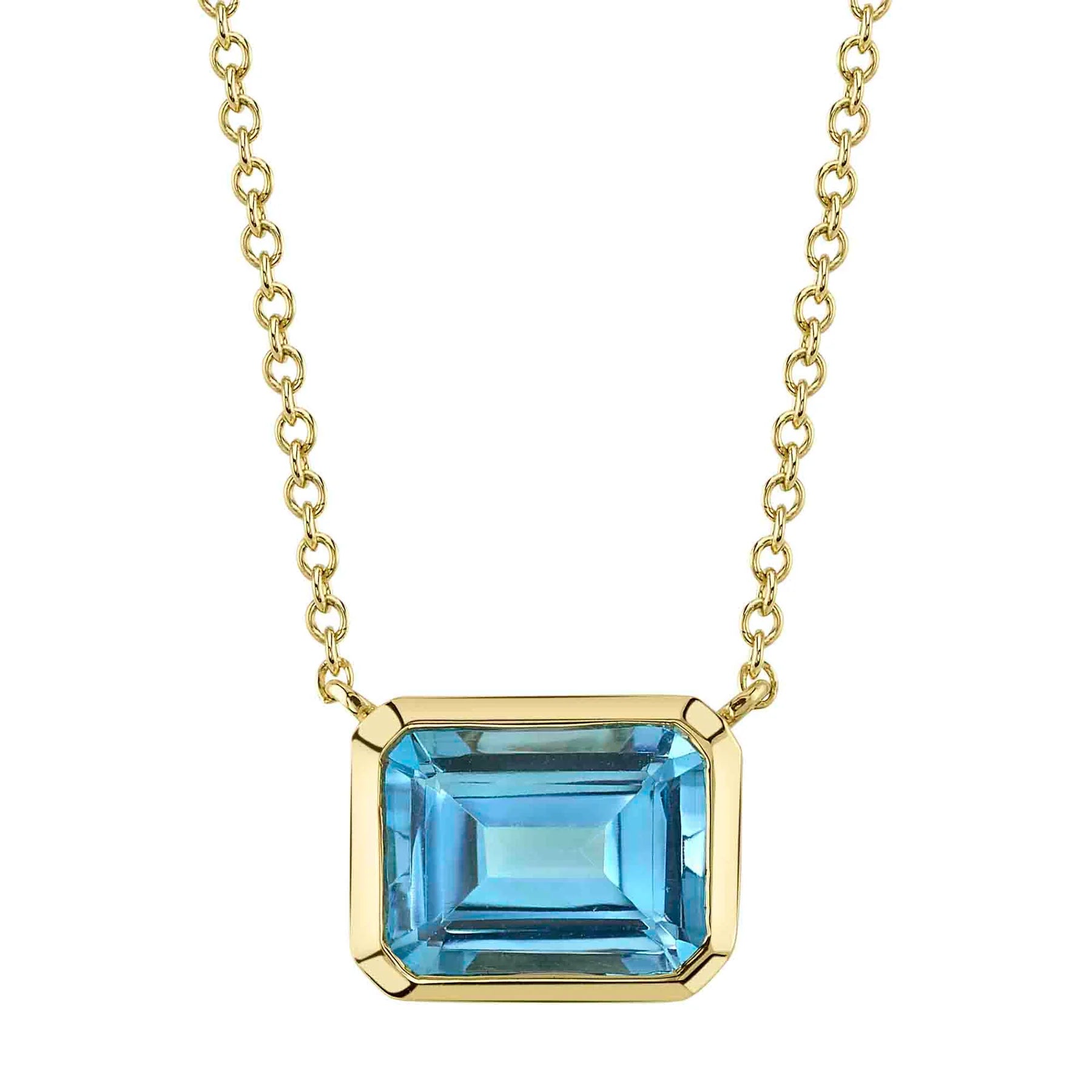 2.08ctw Blue Topaz Bezel Necklace