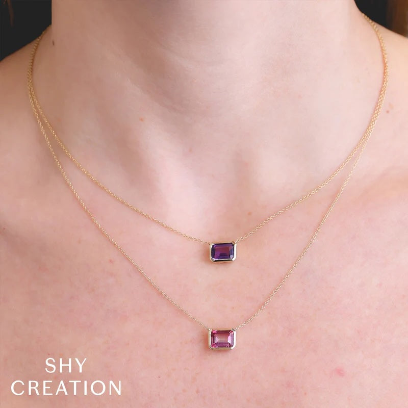1.40ctw Amethyst Bezel Necklace