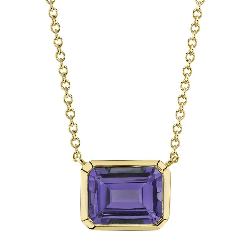 1.40ctw Amethyst Bezel Necklace