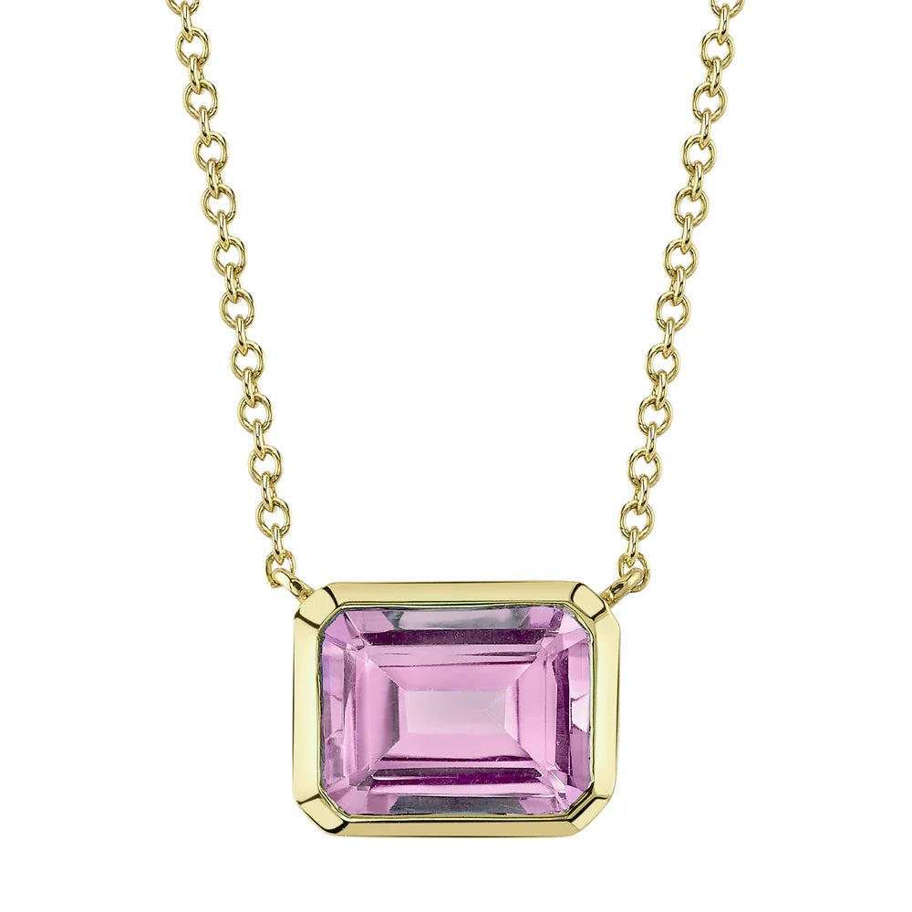 1.92ctw Pink Topaz Bezel Necklace