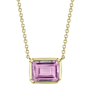 1.92ctw Pink Topaz Bezel Necklace