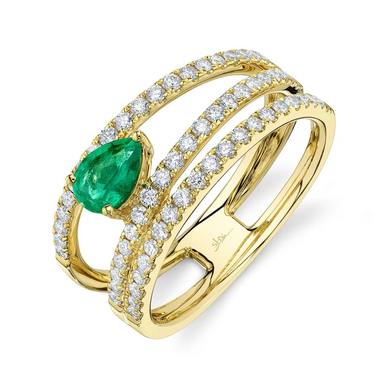 0.54ctw Diamond and Emerald Ring
