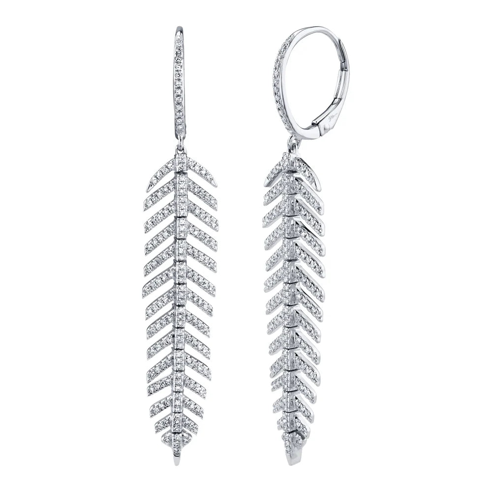 Diamond Drop Feather Earring