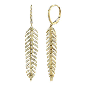 0.60ctw Diamond Drop Feather Earring