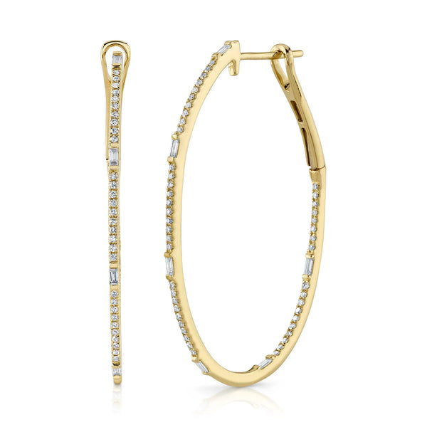 0.44ctw Diamond Baguette Oval Hoop Earring