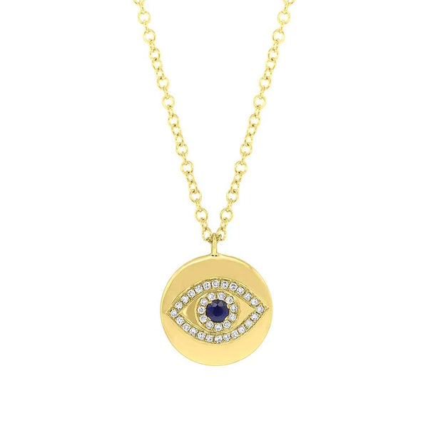 Diamond and Blue Sapphire Eye Necklace