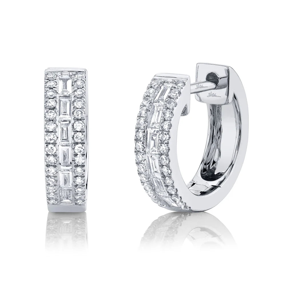 0.34ctw Diamond Baguette Huggie Earring