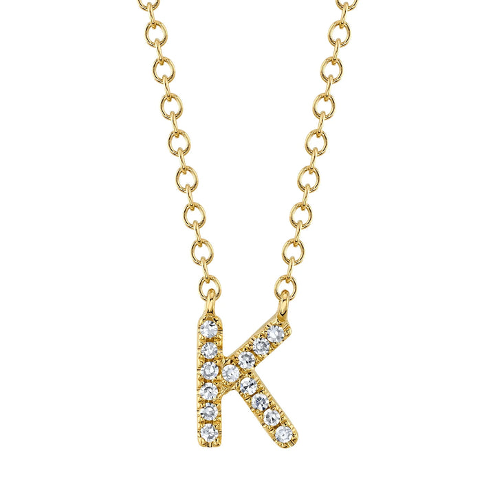 Shy Creation 14K Yellow Gold, 0.05ctw Diamond Necklace - Initial K