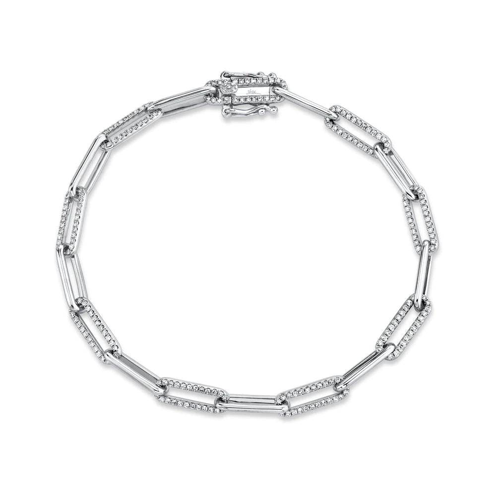 Shy Creation 0.74 14K White Gold Diamond Link Bracelet