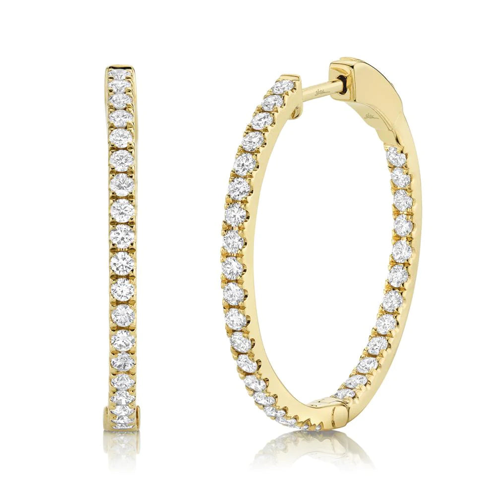 0.97ctw 14K Yellow Gold Diamond Hoop Earring